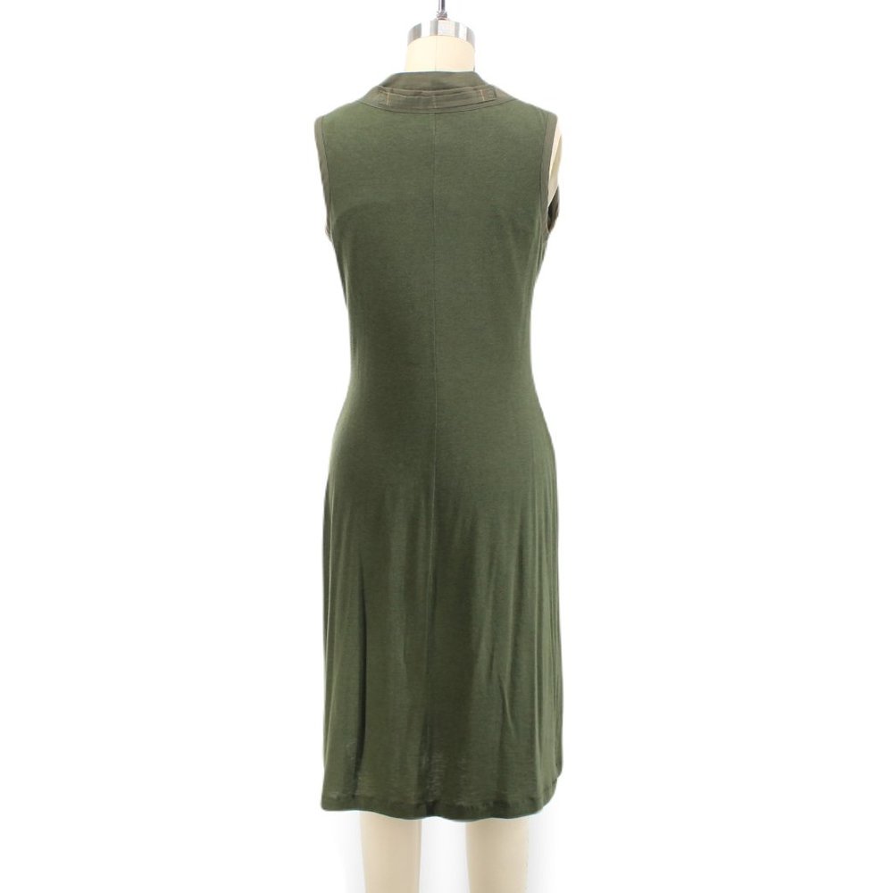 Gary Graham Green Knit Dress SZ 6 Wool Cotton Sleeveless Cowl Neck Layered Shift - Picture 8 of 12
